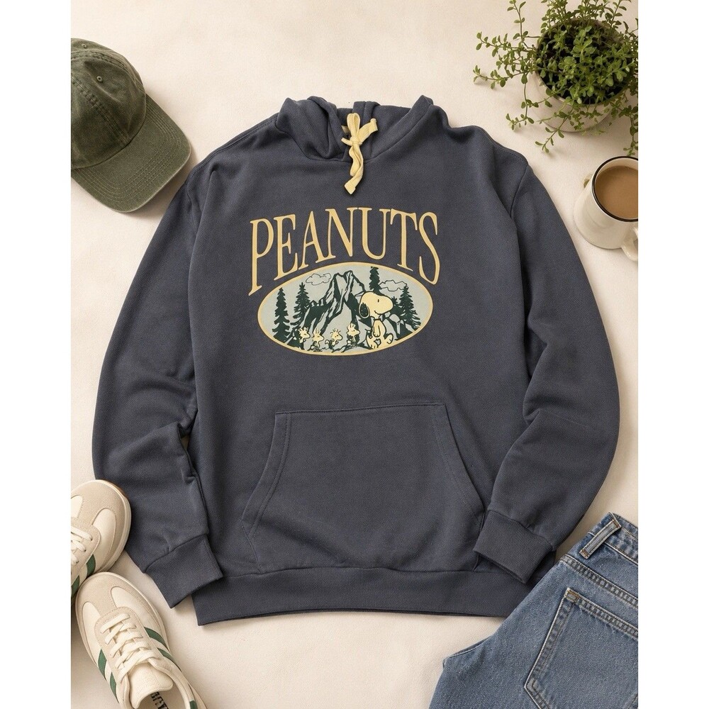 Peanuts Hybrid Apparel Hoodie Adult L Blue Snoopy Woodstock Outdoor Pullover